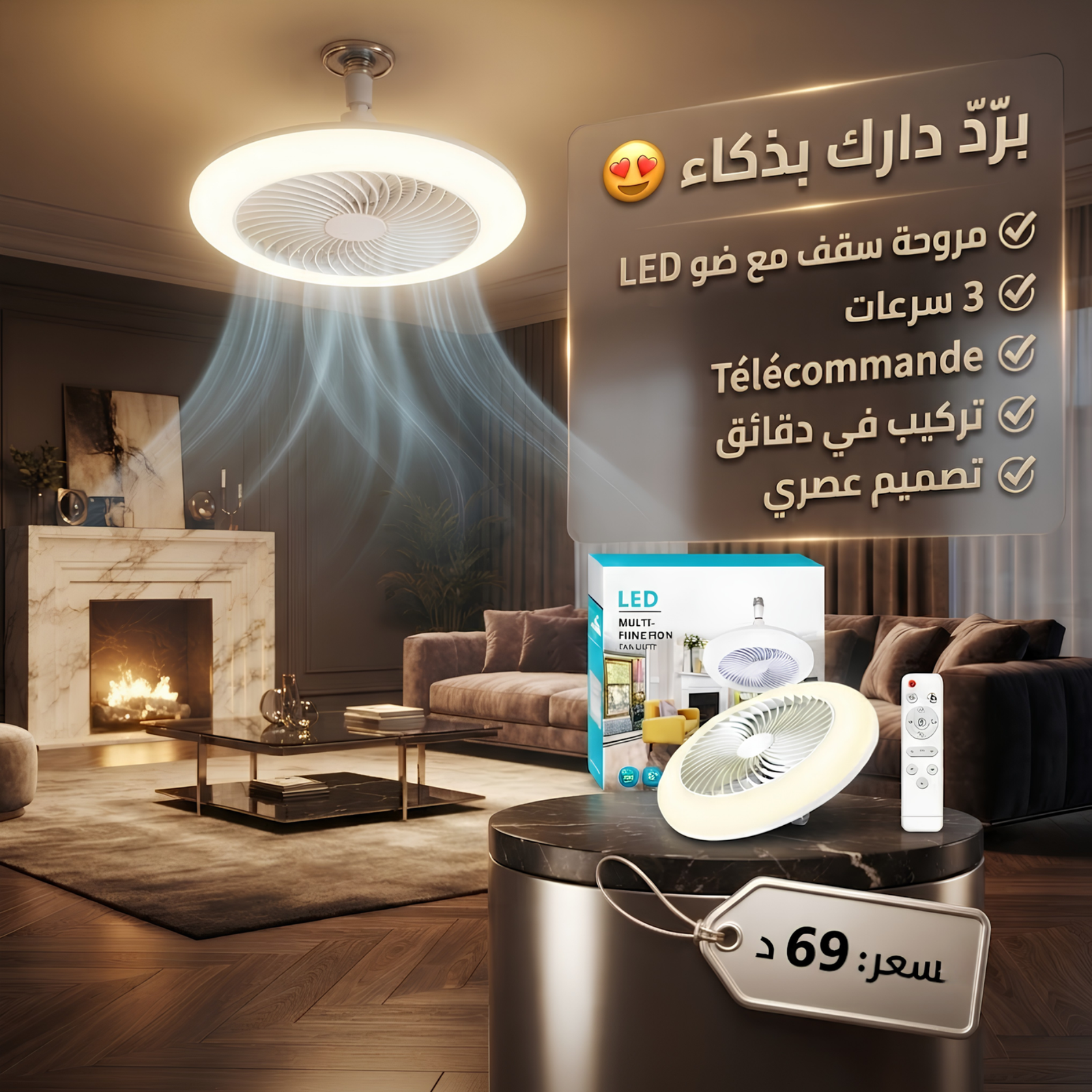 مروحة سقف Led