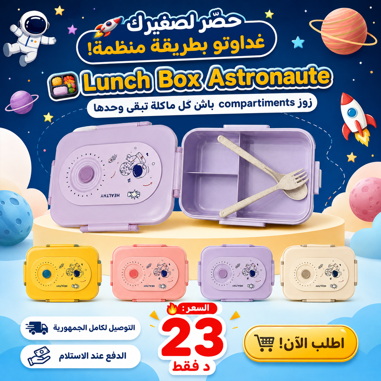 Boîte à lunch pour enfants astronautes